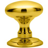 Loops PAIR Large Rounded Mortice Door Knob 65mm Diameter Polished Brass in Metallics