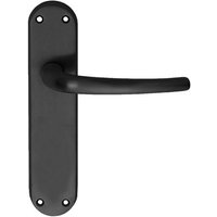 Loops PAIR Slim Round Bar Handle on Shaped Latch Backplate 185 x 40mm Matt Black