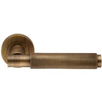 Loops PAIR Knurled Grip Round Bar Handle on Round Rose Concealed Fix Antique Brass in Metallics