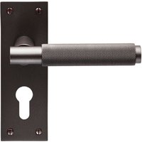 Loops PAIR Knurled Round Handle on Slim Euro Lock Backplate 150 x 50mm Matt Bronze