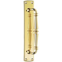 Loops Cranked Ornate Door Pull Handle 380 x 65mm Backplate Polished Brass in Metallics