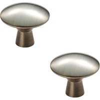 Loops 2x Disc Shaped Cabinet Door Knob on Tapered Stem 27mm Dia Satin Nickel in Metallics