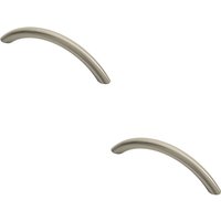 Loops 2x Curved Bow Cabinet Pull Handle 119 x 10mm 96mm Fixing Centres Satin Nickel in Metallics