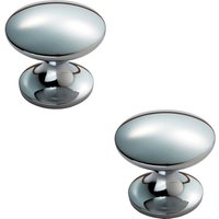 Loops 2x Fingertip Cabinet Door Knob 30mm Diameter Polished Chrome Cupboard Handle