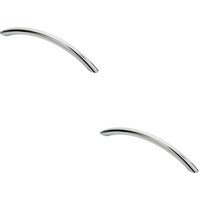 Loops 2x Curved Bow Cabinet Pull Handle 153 x 10mm 128mm Fixing Centres Chrome