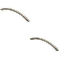 Loops 2x Curved Bow Cabinet Pull Handle 153 x 10mm 128mm Fixing Centres Satin Nickel in Metallics