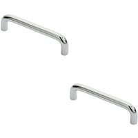 Loops 2x Round D Bar Cabinet Pull Handle 106 x 10mm 96mm Fixing Centres Chrome