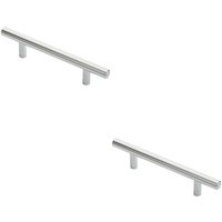 Loops 2x Round T Bar Cabinet Pull Handle 156 x 12mm 96mm Fixing Centres Chrome