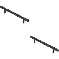 Loops 2x T Bar Cupboard Pull Handle 188 x 12mm 128mm Fixing Centres Matt Black