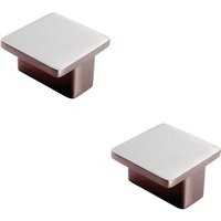 Loops 2x Square T Shape Cupboard Door Knob 38 x 38mm Satin Nickel Cabinet Handle in Metallics