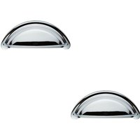 Loops 2x Cabinet Cup Pull Handle 94 x 41.5mm 76mm Fixing Centres Polished Chrome
