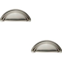 Loops 2x Cabinet Cup Pull Handle 94 x 41.5mm 76mm Fixing Centres Satin Nickel in Metallics