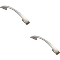 Loops 2x Tapered Pull Handle 138 x 16mm 96mm Fixing Centres Satin Nickel Curved Bow in Metallics