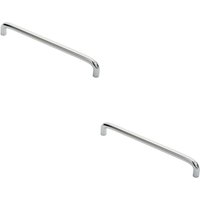 Loops 2x Round D Bar Cabinet Pull Handle 202 x 10mm 192mm Fixing Centres Chrome