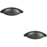 Loops 2x Traditional Cup Pull Handle 104 x 26mm 64mm Fixing Centres Pewter