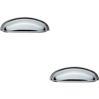 Loops 2x Shaker Cup Pull Handle 124 x 35mm 96mm Fixing Centres Polished Chrome