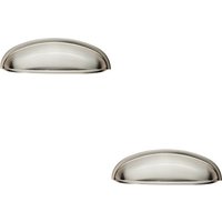 Loops 2x Shaker Cup Pull Handle 124 x 35mm 96mm Fixing Centres Satin Nickel in Metallics