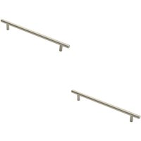 Loops 2x Round T Bar Cabinet Pull Handle 284 x 12mm 224mm Fixing Centres Satin Nickel in Metallics