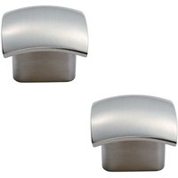 Loops 2x Convex Face Cupboard Door Knob 33 x 30.5mm Satin Nickel Cabinet Handle in Metallics