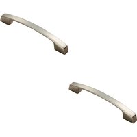 Loops 2x Curved Bridge Pull Handle 169 x 14mm 128mm Fixing Centres Satin Nickel in Metallics
