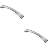 Loops 2x Chiselled Cabinet Pull Handle 128mm Fixing Centres 145 x 25mm Satin Nickel in Metallics