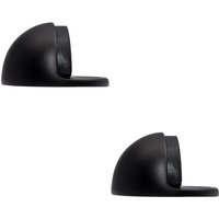 Loops 2x Floor mounted Oval Doorstop 44 x 22mm Matt Black Half Moon Stopper