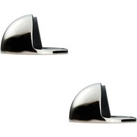 Loops 2x Floor mounted Oval Doorstop 44 x 22mm Polished Nickel Half Moon Stopper in Metallics