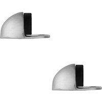 Loops 2x Floor mounted Oval Doorstop 44 x 22mm Satin Chrome Half Moon Stopper