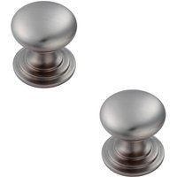 Loops 2x Victorian Round Cupboard Door Knob 25mm Dia Stainless Steel Cabinet Handle in Metallics