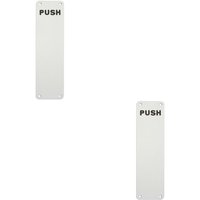 Loops 2x Push Engraved Door Finger Plate 300 x 75mm Satin Anodised Aluminium