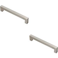 Loops 2x Square Linear Block Pull Handle 174 x 14mm 160mm Fixing Centres Satin Steel in Metallics