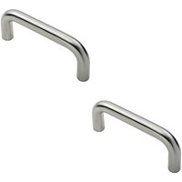 Loops 2x Round D Bar Pull Handle 169 x 19mm 150mm Fixing Centres Satin Steel in Metallics