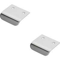 Loops 2x Semi Concealed Cabinet Pull Handle 48 x 50mm 14mm Lip Polished Chrome