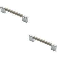 Loops 2x Keyhole Bar Pull Handle 140 x 14mm 128mm Fixing Centres Satin Nickel & Chrome in Metallics