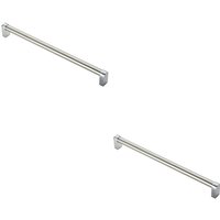 Loops 2x Round Tube Pull Handle 336 x 16mm 320mm Fixing Centres Satin Nickel & Chrome in Metallics