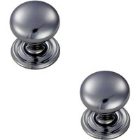Loops 2x Round Victorian Cupboard Door Knob 38mm Dia Polished Chrome Cabinet Handle