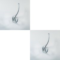 Loops 2x Victorian Hat & Coat Hook on Oval Backplate 64mm Projection Satin Chrome
