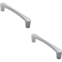 Loops 2x Curved D Shape Pull Handle 146 x 18.5mm 128mm Fixing Centres Polished Chrome