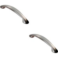 Loops 2x Flared Cabinet Pull Handle 165.5 x 23mm 128mm Fixing Centres Satin Nickel in Metallics