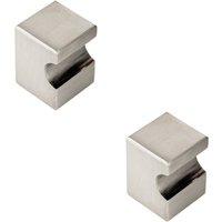 Loops 2x Square Cupboard Door Knob 22 x 22mm 30mm Projection Satin Nickel in Metallics