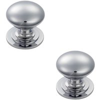 Loops 2x Victorian Round Cupboard Door Knob 32mm Dia Polished Chrome Cabinet Handle