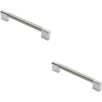 Loops 2x Keyhole Bar Pull Handle 172 x 14mm 160mm Fixing Centres Satin Nickel & Chrome in Metallics