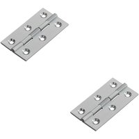 Loops 2x PAIR 64 x 35 x 2mm Cabinet Hinge Satin Chrome Small Cupboard Door