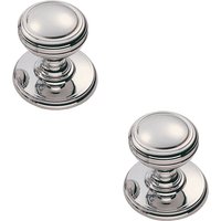Loops 2x Ringed Tiered Cupboard Door Knob 25mm Diameter Polished Chrome Cabinet Handle