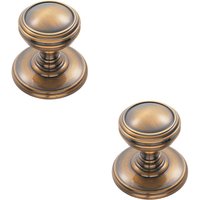 Loops 2x Ringed Tiered Cupboard Door Knob 25mm Diameter Bronze Cabinet Handle