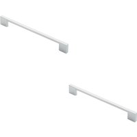 Loops 2x Slim D Shape Pull Handle 220 x 8.5mm 192mm Fixing Centres Polished Chrome