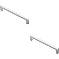 Loops 2x Square Block Pull Handle 170 x 10mm 160mm Fixing Centres Polished Chrome
