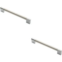 Loops 2x Keyhole Bar Pull Handle 204 x 14mm 192mm Fixing Centres Satin Nickel & Chrome in Metallics
