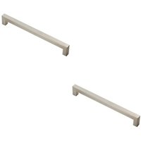 Loops 2x Square Linear Block Pull Handle 206 x 14mm 192mm Fixing Centres Satin Steel in Metallics