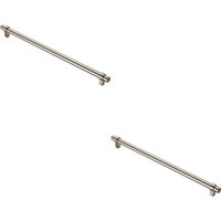 Loops 2x Round T Bar Cabinet Pull Handle 360 x 14mm 320mm Fixing Centres Satin Nickel in Metallics